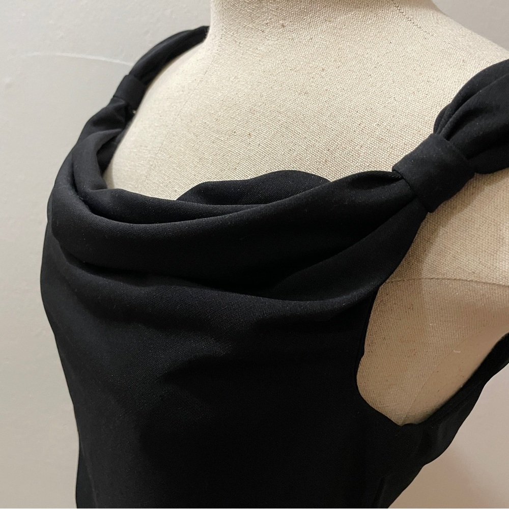 STUNNING Black Open Back Top with Beautiful Draped Bow Shoulders Size: Small 💃 🌟